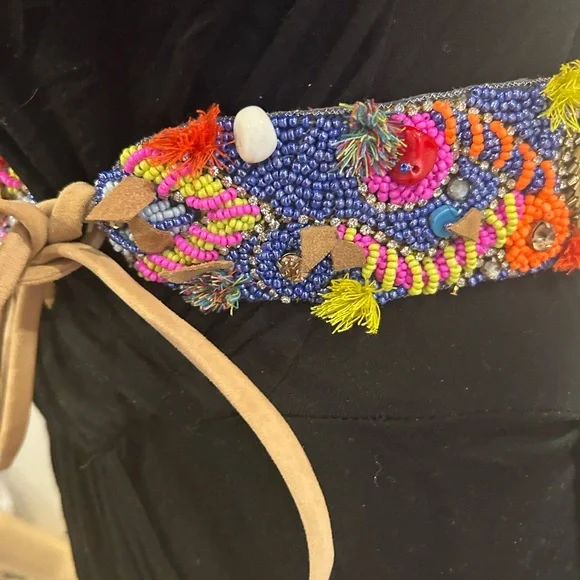 Beaded Art Basal Boho Belt-Boutique Leather Beaded Belts – Riders Boutique main image 2